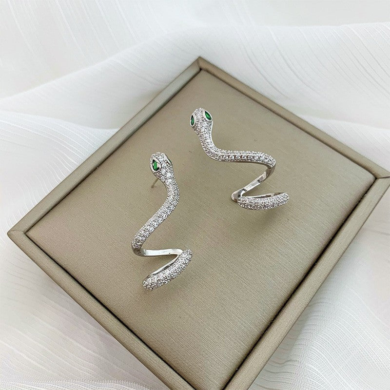 MJ05576 Silver Snake Earring